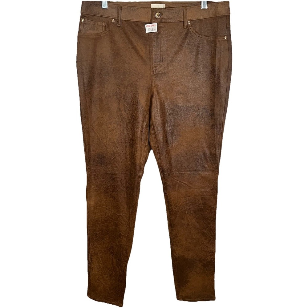 Chicos The Ultimate‎ Fit Pants Women's Size 1.5 Brown Faux Suede Slimming New